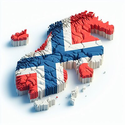 Eine abstrakte Darstellung eines Kartenausschnitts zu Norwegen