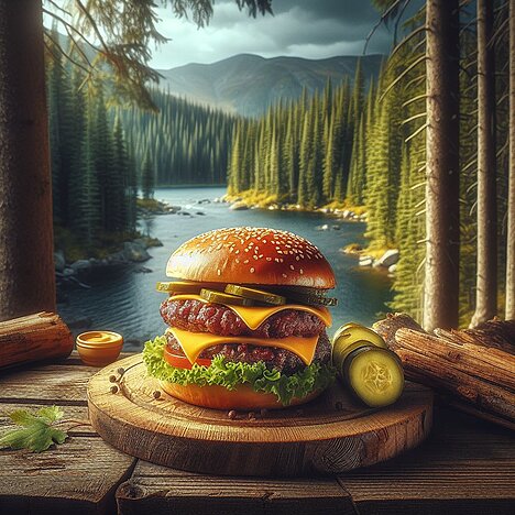 Eine Darstellung von Cheeseburger