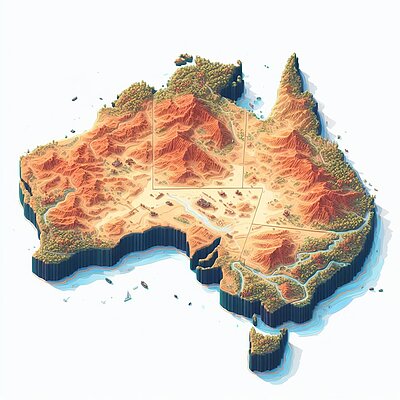 Eine abstrakte Darstellung eines Kartenausschnitts zu Australien