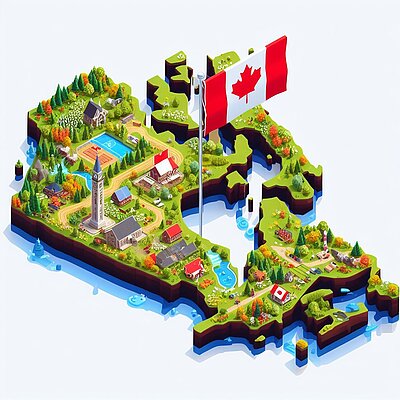 Eine abstrakte Darstellung eines Kartenausschnitts zu Kanada