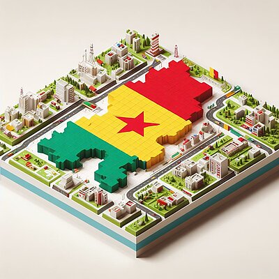 Eine abstrakte Darstellung eines Kartenausschnitts zu Benin