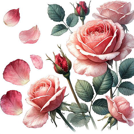 Eine Darstellung von Rosenblüte rot