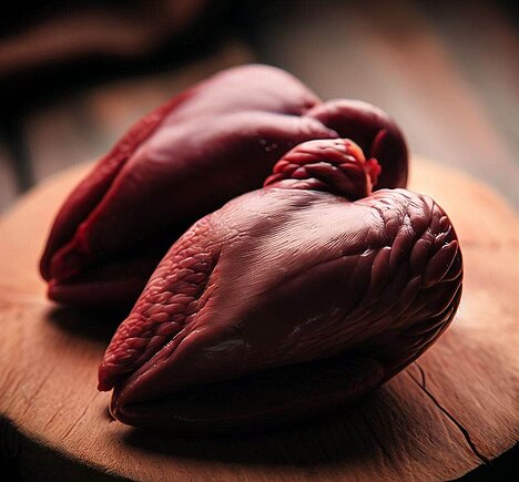 Eine Darstellung von Herzmuskelfleisch von der Gans