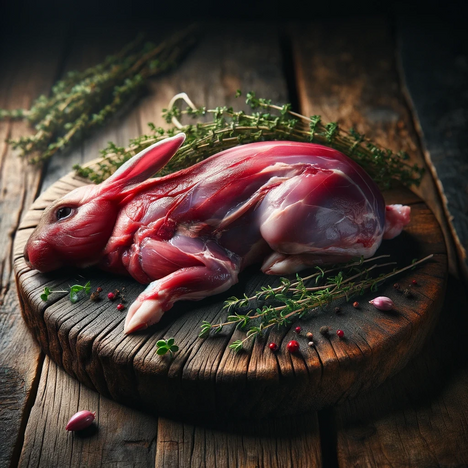Eine Darstellung von Fleisch vom Kaninchen