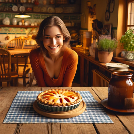 Eine Darstellung von Pfirsichkuchen