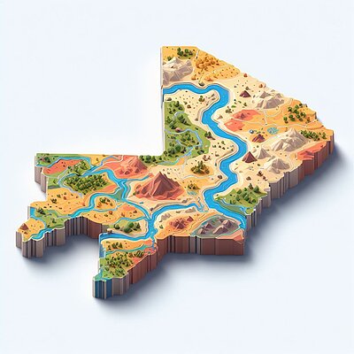 Eine abstrakte Darstellung eines Kartenausschnitts zu Mali