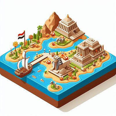 Eine abstrakte Darstellung eines Kartenausschnitts zu Ägypten