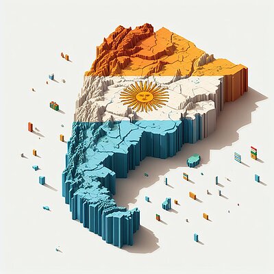 Eine abstrakte Darstellung eines Kartenausschnitts zu Argentinien