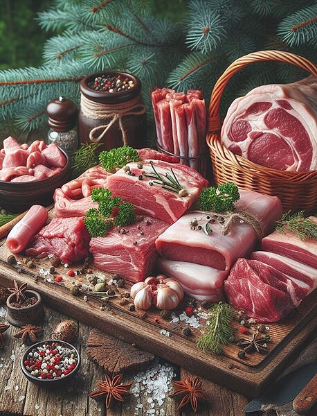 Eine Darstellung von Fleisch und tierische Nebenerzeugnisse