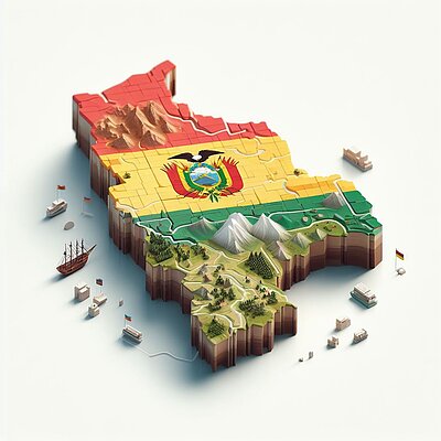 Eine abstrakte Darstellung eines Kartenausschnitts zu Bolivien