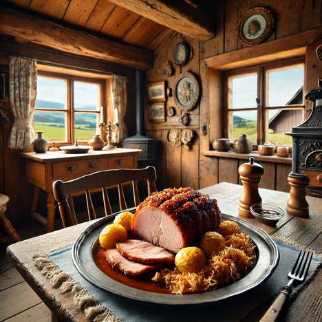 Eine Darstellung von Schweinsbraten