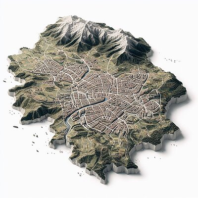 Eine abstrakte Darstellung eines Kartenausschnitts zu Andorra