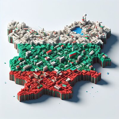 Eine abstrakte Darstellung eines Kartenausschnitts zu Bulgarien