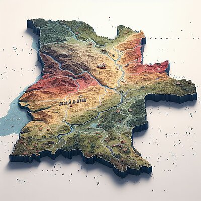 Eine abstrakte Darstellung eines Kartenausschnitts zu Angola