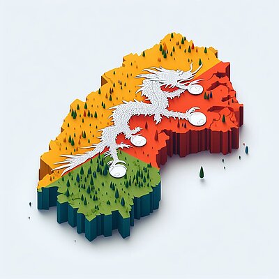 Eine abstrakte Darstellung eines Kartenausschnitts zu Bhutan