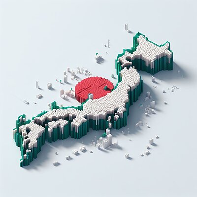 Eine abstrakte Darstellung eines Kartenausschnitts zu Japan