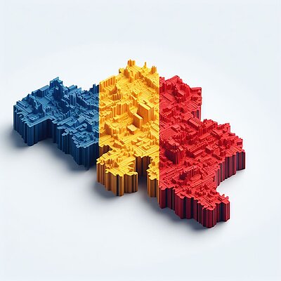 Eine abstrakte Darstellung eines Kartenausschnitts zu Belgien