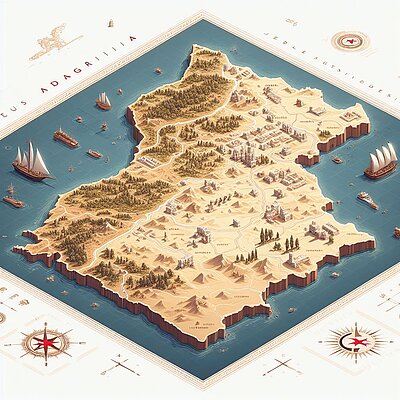 Eine abstrakte Darstellung eines Kartenausschnitts zu Algerien