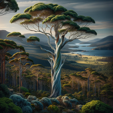 Eine Darstellung von Eucalyptus globulus