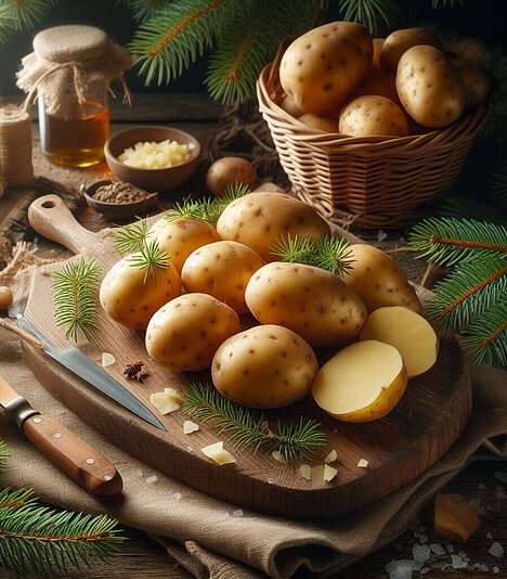 Eine Darstellung von gedünstete Kartoffeln