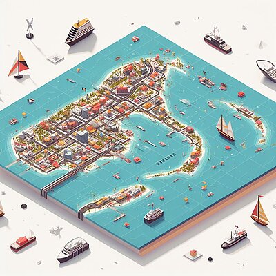Eine abstrakte Darstellung eines Kartenausschnitts zu Bahamas