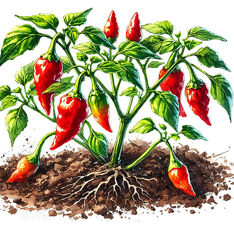 Eine Darstellung von Scotch Bonnet Chilis