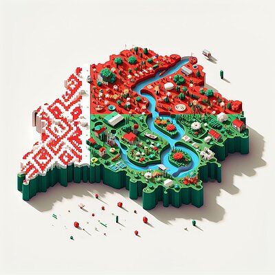 Eine abstrakte Darstellung eines Kartenausschnitts zu Belarus